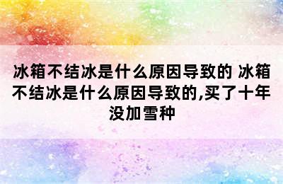 冰箱不结冰是什么原因导致的 冰箱不结冰是什么原因导致的,买了十年没加雪种